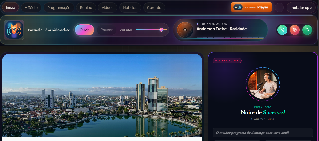 O site FoxRádio estreia com player cinematográfico